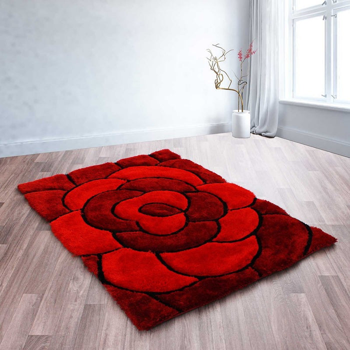 Urco 3D Rose Rugs in Red