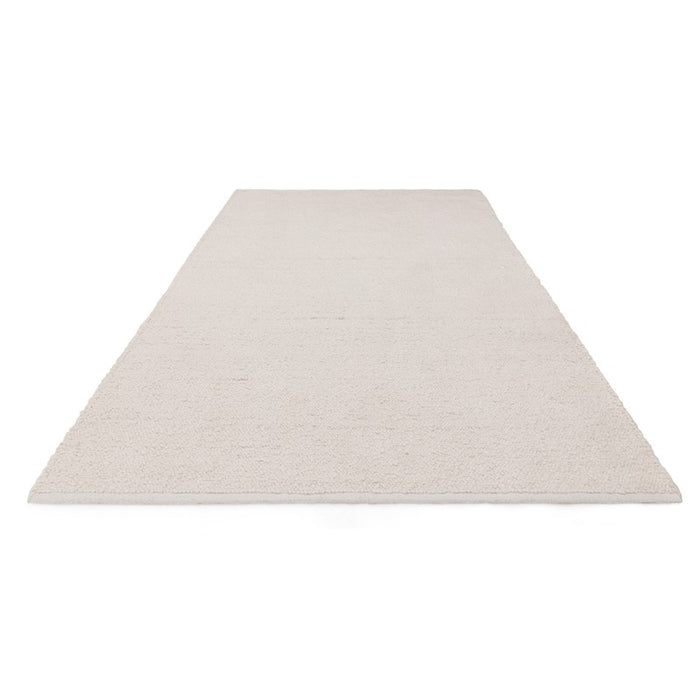 Abbus Modern Boucle Flatweave Rugs in Ivory White