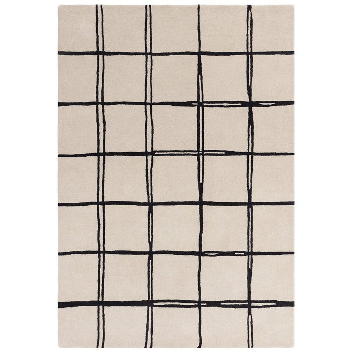 Albany Grid Modern Geometric Wool Rugs in Monochrome