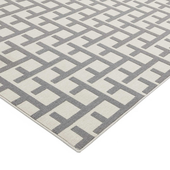 Antibes Grid Indoor Outdoor Rugs in AN03 White Grey