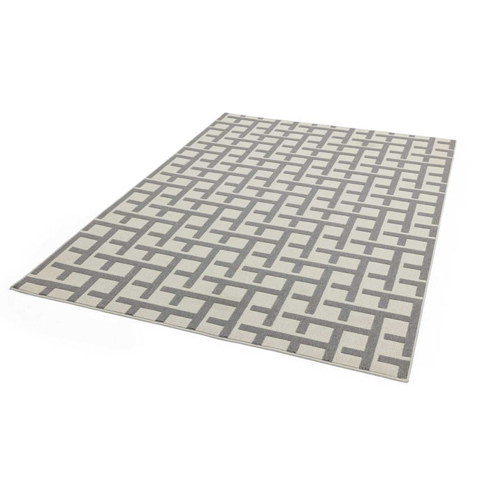 Antibes Grid Indoor Outdoor Rugs in AN03 White Grey