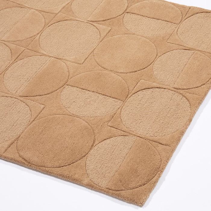 Arabella Geometric Carved Wool Rugs in Taupe Brown