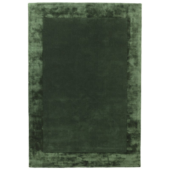 Ascot Plain Modern Bordered Wool Rugs in Green