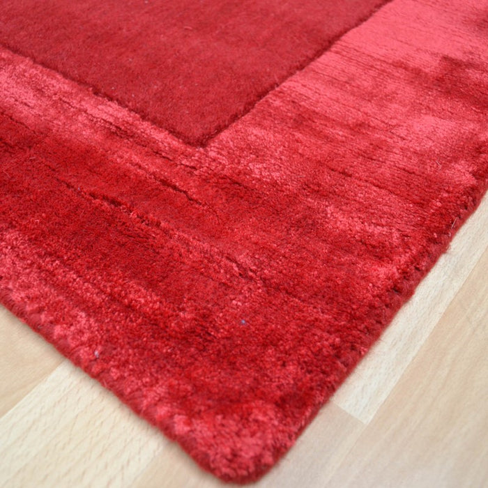 Ascot Plain Modern Bordered Wool Rugs in Red