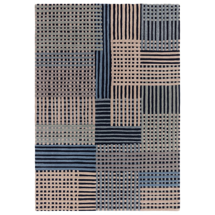 Aspect Modern Geometric Wool Rugs in Blue Multi