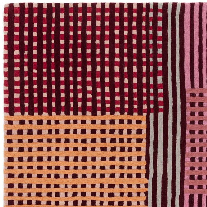 Aspect Modern Geometric Wool Rugs in Red Multi