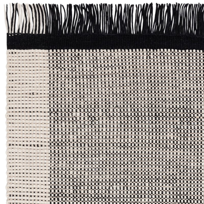 Avalon Modern Wool Flatweave Plain Rug in Monochrome Black