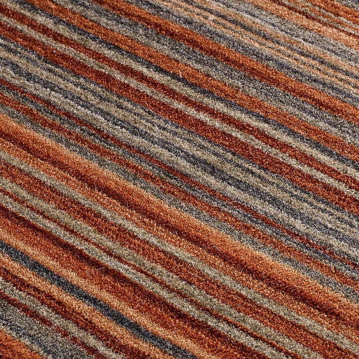 Oriental Weavers Carter Modern Stripe Wool Rugs in Rust Orange
