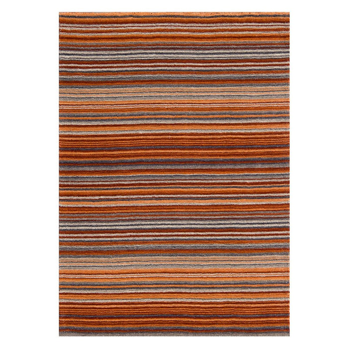 Oriental Weavers Carter Modern Stripe Wool Rugs in Rust Orange