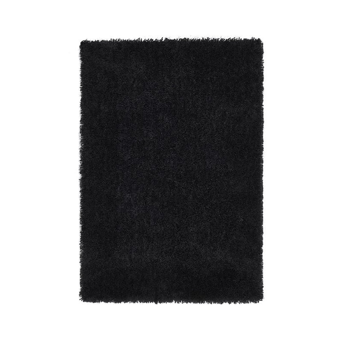 Chicago Shaggy Modern Plain Rugs in Black