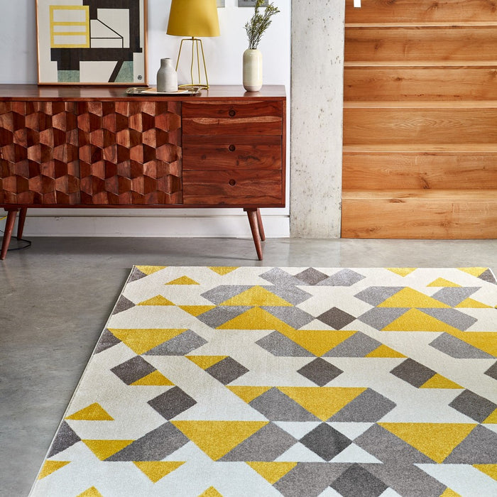 Colt CL18 Pyramid Geometric Rugs in Mustard Yellow