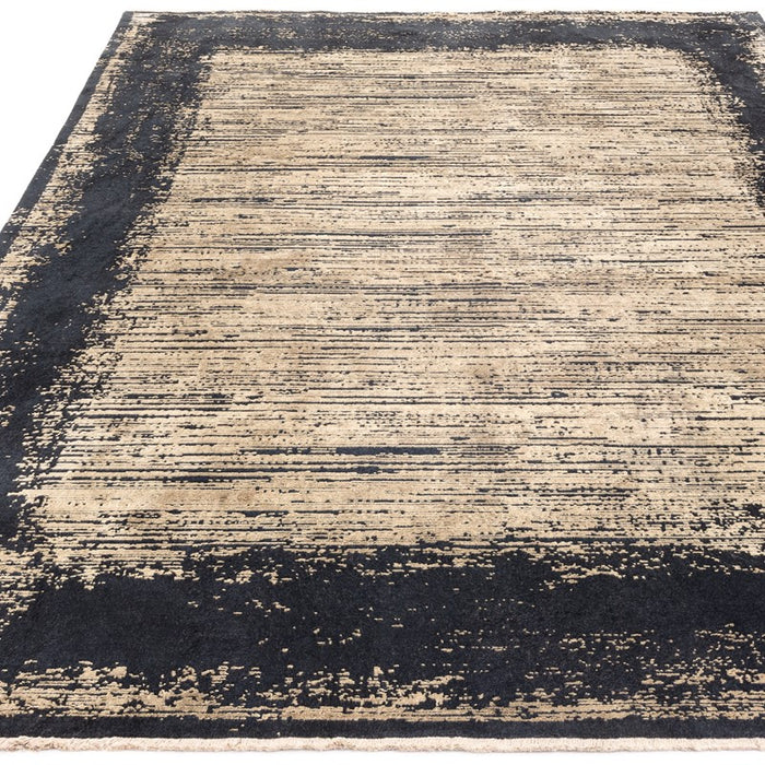 Elodie Contemporary Bordered Rug in Black