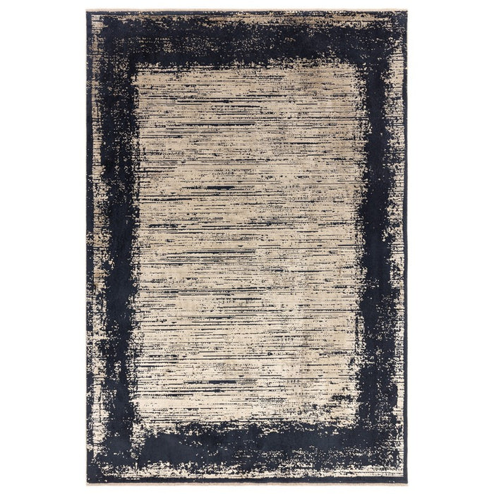 Elodie Contemporary Bordered Rug in Black