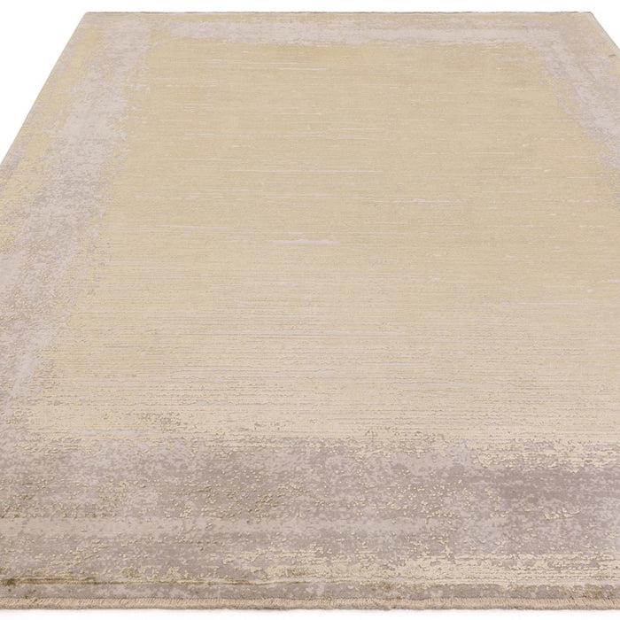 Elodie Contemporary Bordered Rug in Champagne Gold