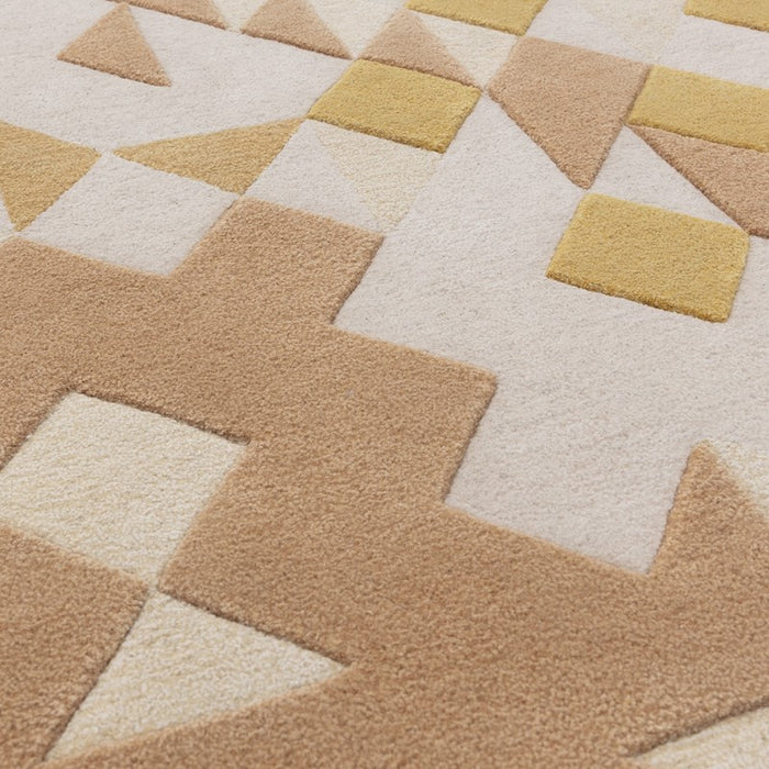 Enigma Modern Carved 3D Wool Rugs in Gold Multi