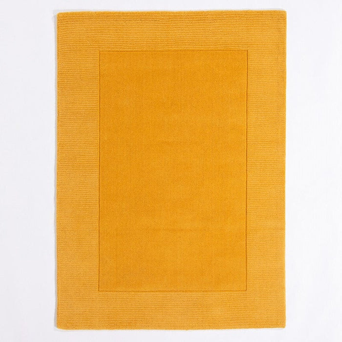 Esme Plain Carved Wool Rugs in Ochre Yellow