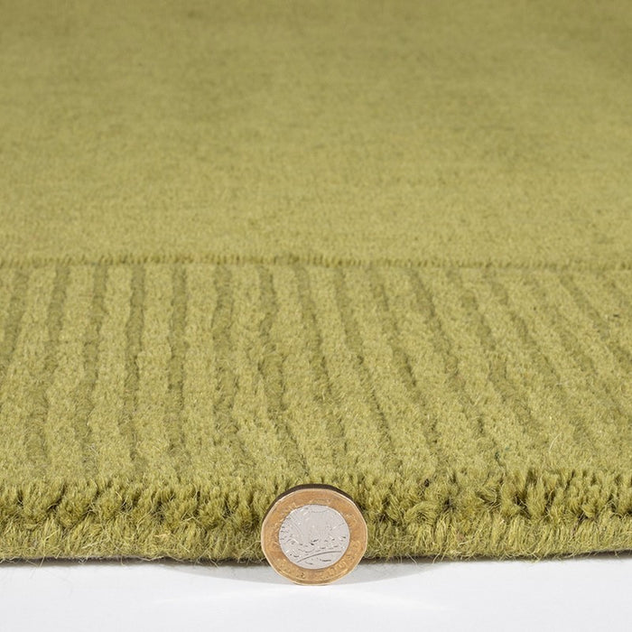 Esme Plain Carved Wool Rugs in Olive Green