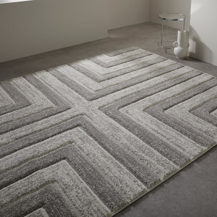 Oriental Weavers Gio 8022W Geometric Abstract Carved Rug in Grey