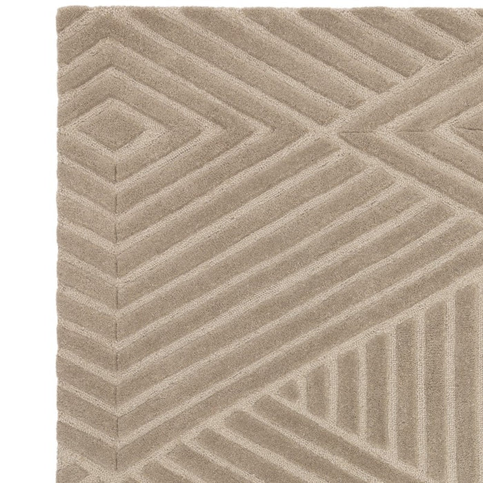 Hague Geometric Textured Wool Rugs in Taupe Brown