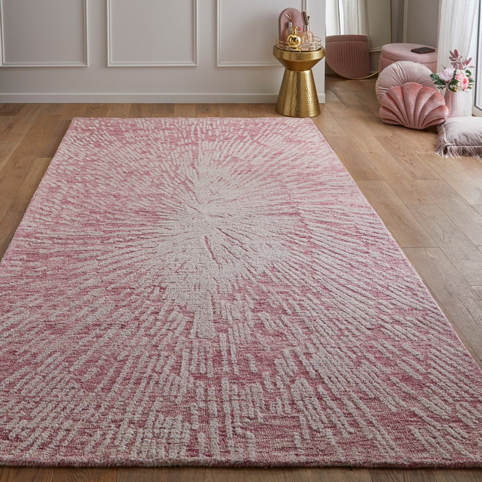 Hampton Burst Contemporary Abstract Rug in Pink Ivory