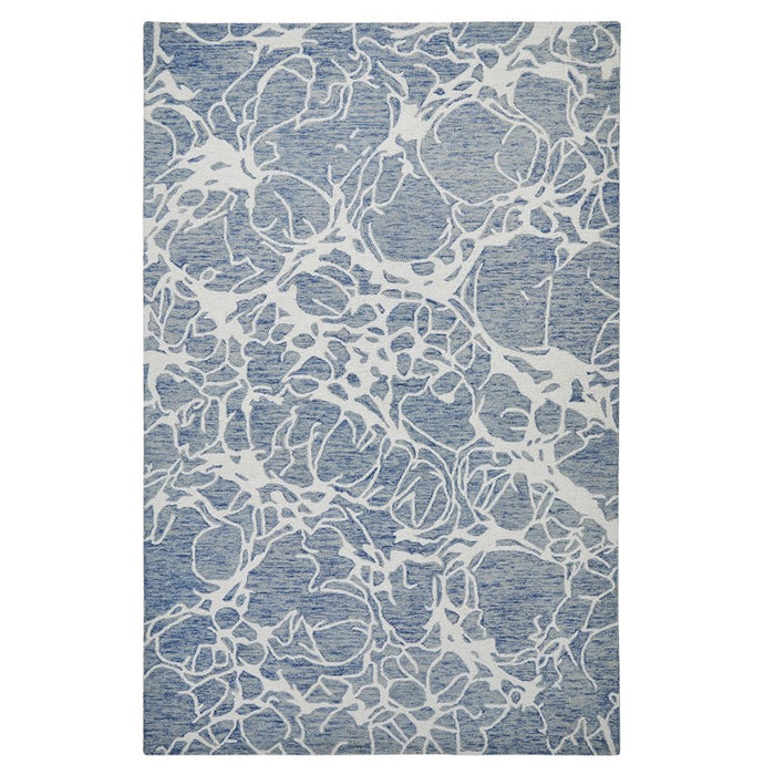 Hampton Sophie Contemporary Abstract Wool Rug in Blue Ivory