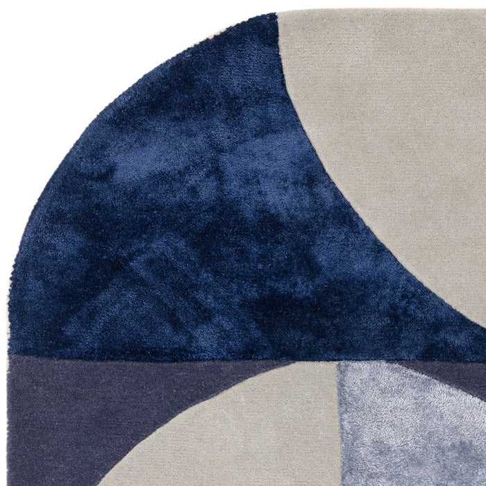 Matrix Oval Geometric Wool Rug in 74 Indigo Blue
