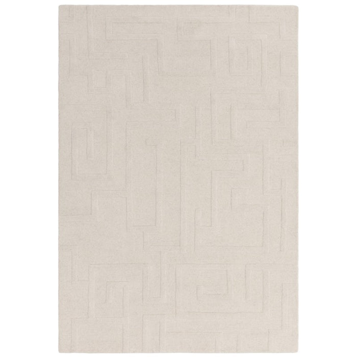 Maze Modern Classic Hand Tufted Wool Rugs in Cream White