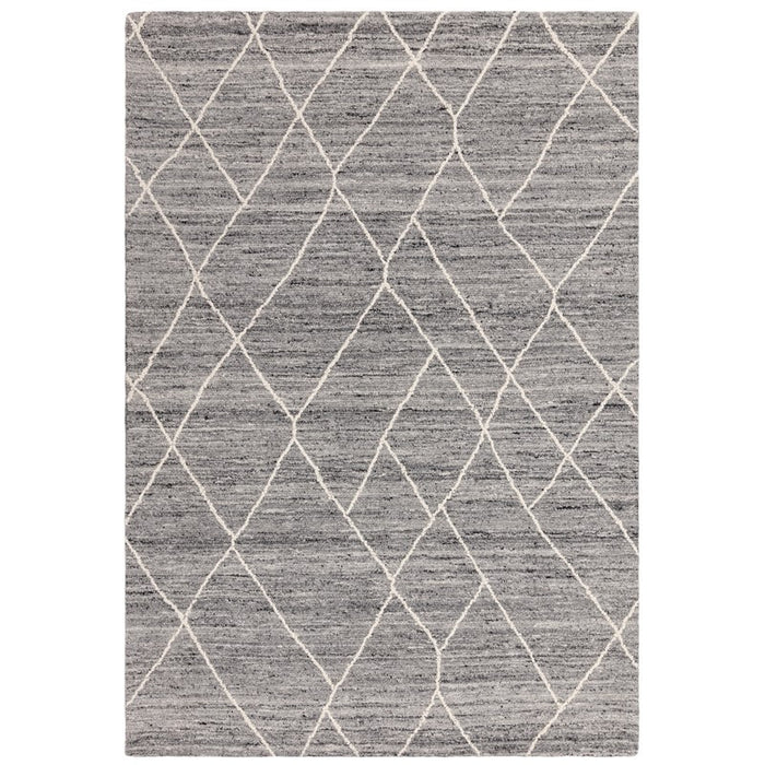 Noah Boho Moroccan Abstract Wool Rug in Charcoal Grey