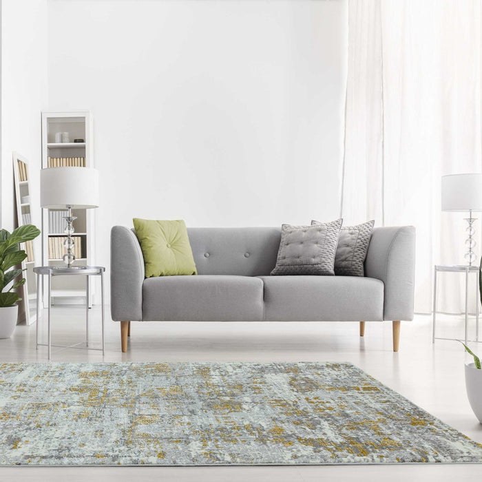 Orion Abstract Metallic Rugs in OR07 Yellow