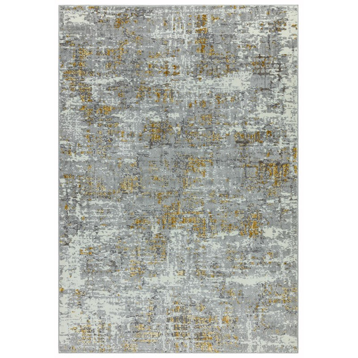 Orion Abstract Metallic Rugs in OR07 Yellow