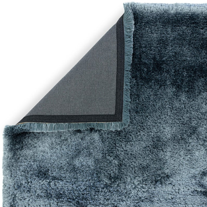 Plush Plain Modern Shaggy Rugs in Air Force Blue