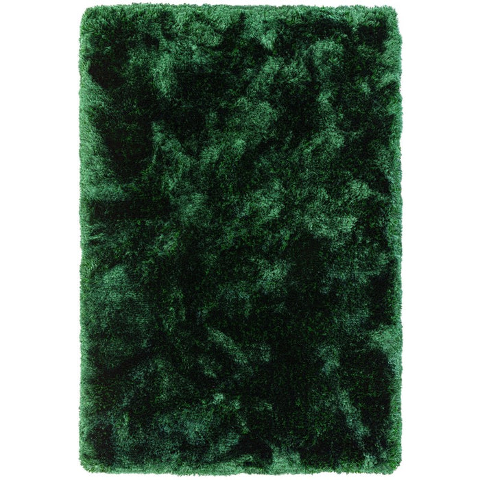 Plush Plain Modern Shaggy Rugs in Emerald