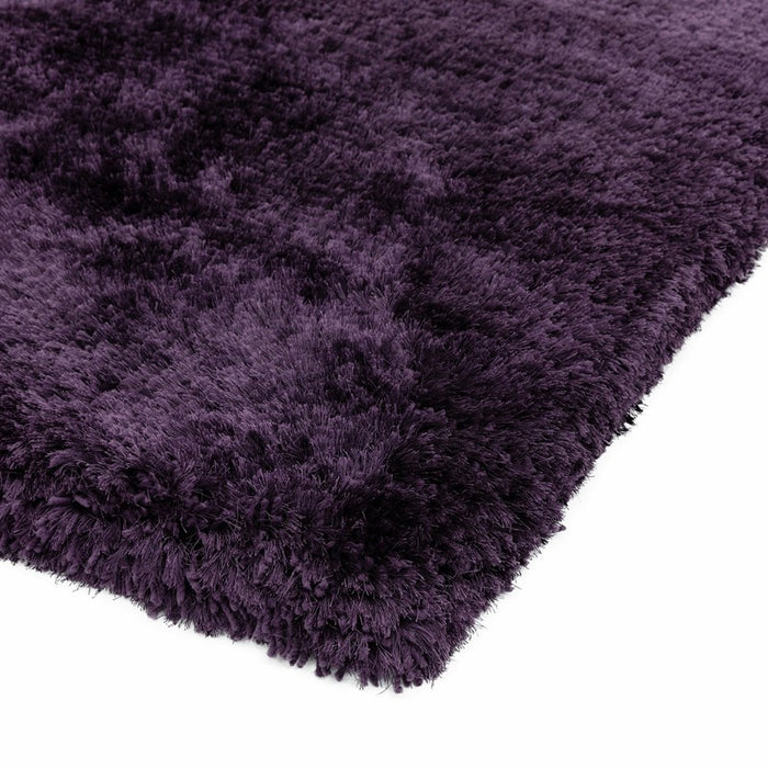 Plush Plain Modern Shaggy Rugs in Purple