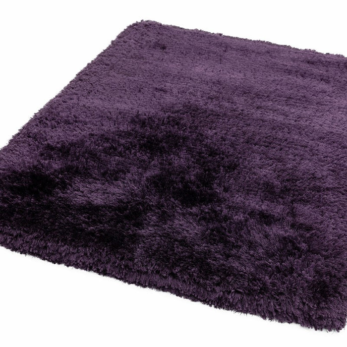 Plush Plain Modern Shaggy Rugs in Purple