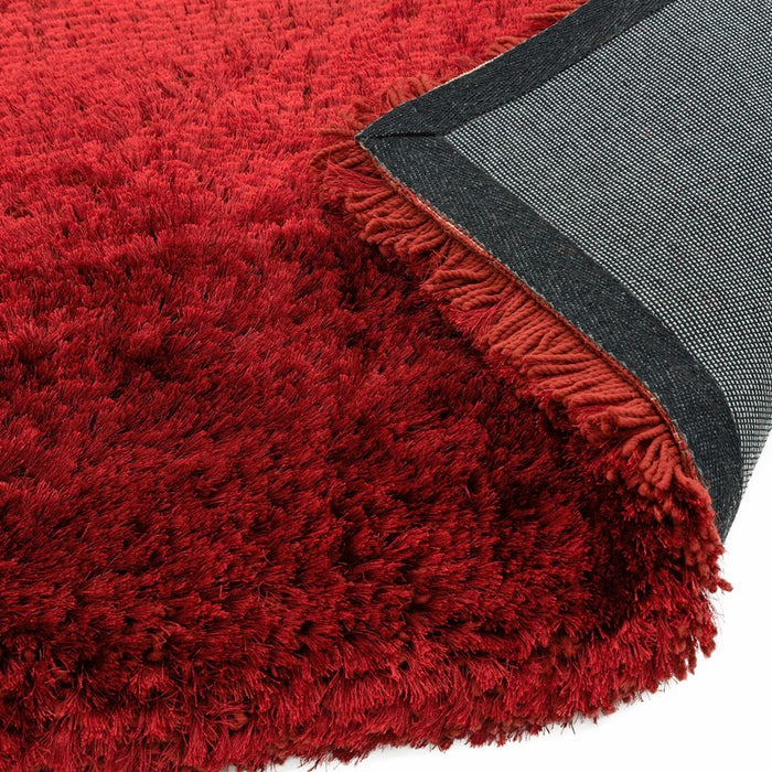Plush Plain Modern Shaggy Rugs in Red