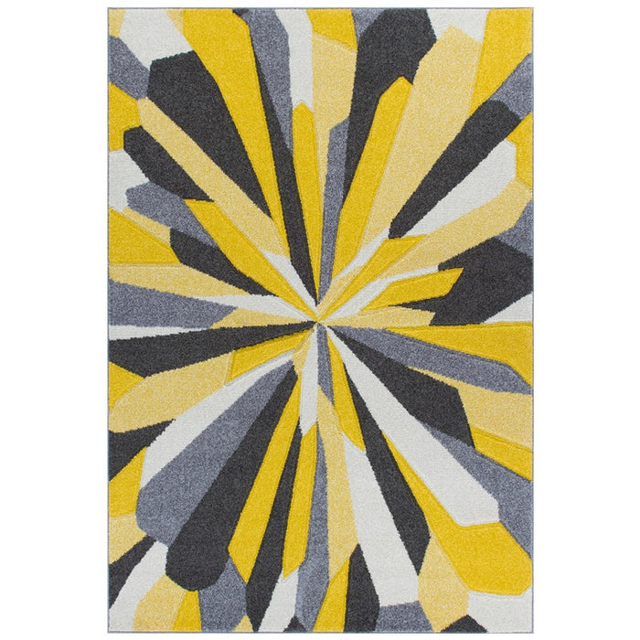 Portland Splinter Geometric Rugs 3337 A in Grey Cream Yellow