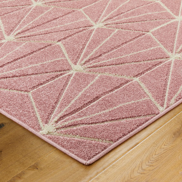 Oriental Weavers Portland 750 P Geometric Carved Rugs in Pink Cream