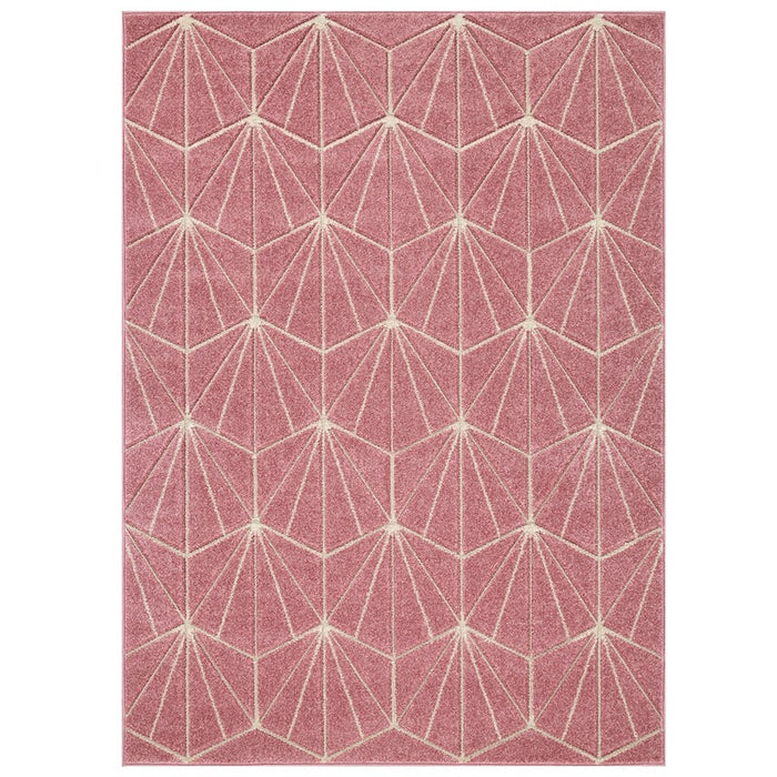 Oriental Weavers Portland 750 P Geometric Carved Rugs in Pink Cream