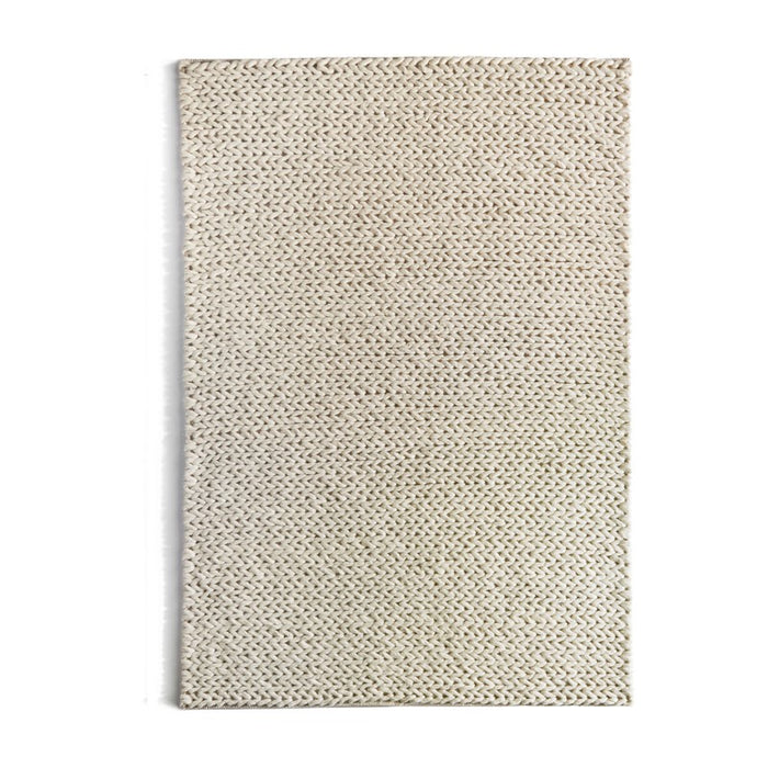 Fusion Plain Modern Chunky Knit Wool Rugs in Ivory