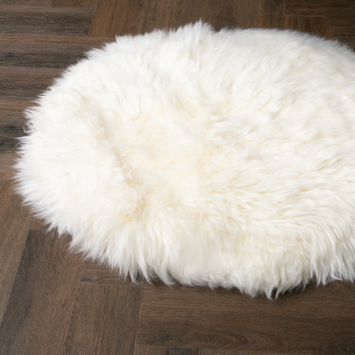 Natural White Round Sheepskin Rug - 70cm