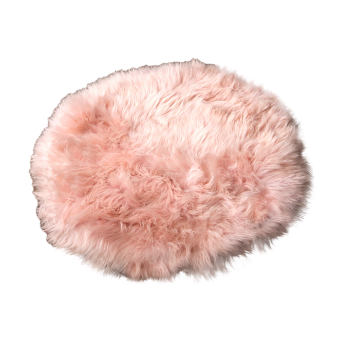 Pink Round Sheepskin Rug - 70cm