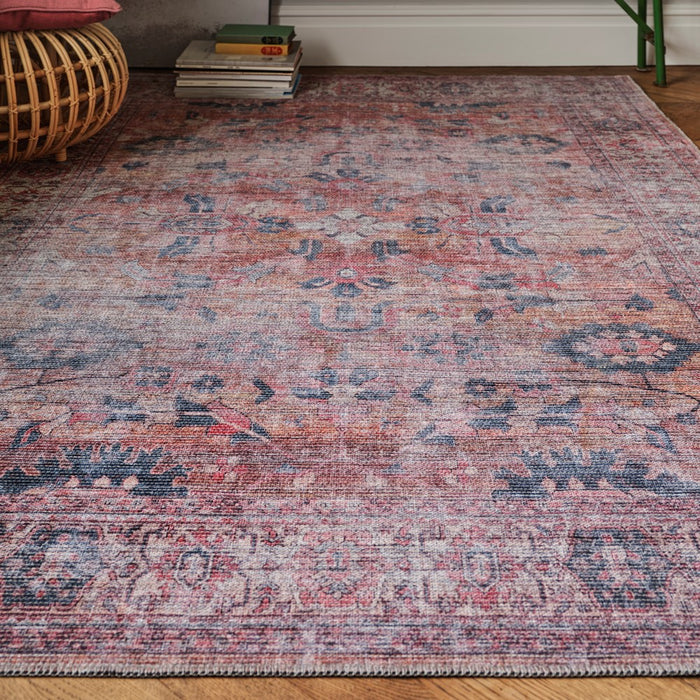 Kaya Sima KY06 Traditional Persian Floral Rugs in Red Blue