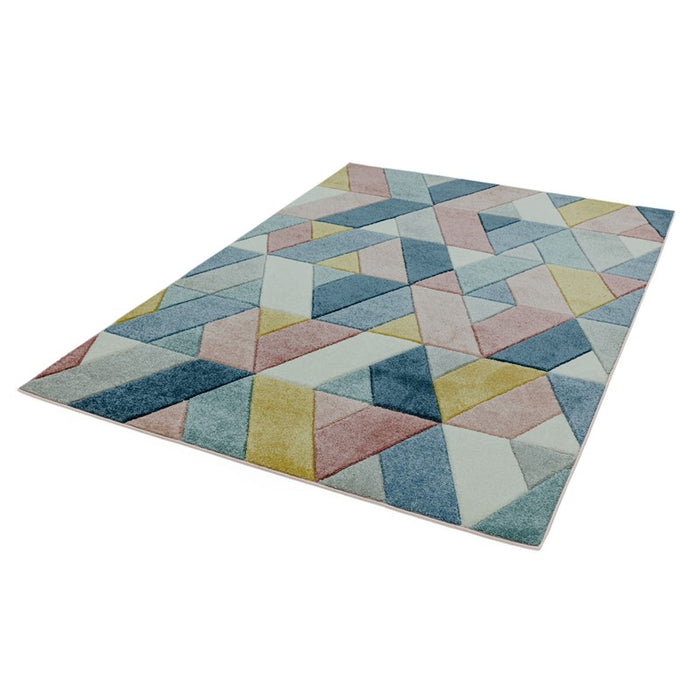Sketch Rhombus Geometric Rugs in SK02 Pastel Multicolour