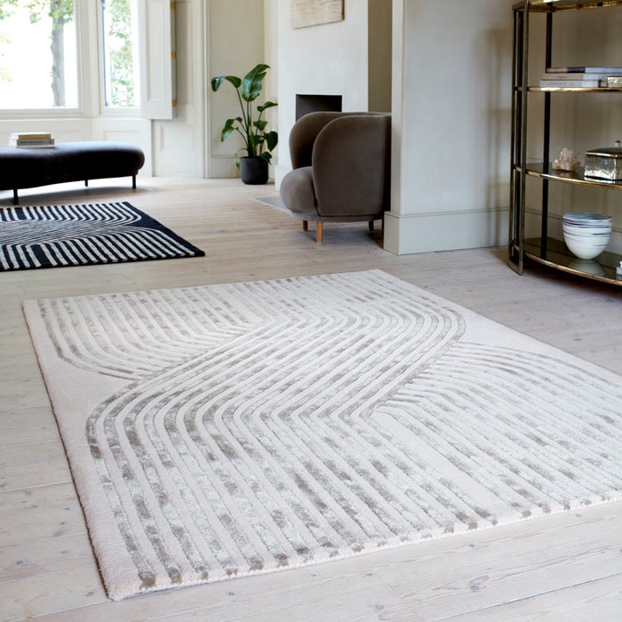 Matrix Solstice MAX99 Wool Carved Rugs in Ivory White