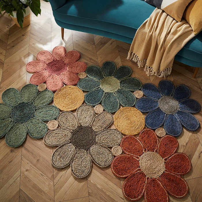 Spinningfields Flower Jute Modern Rug in Multi