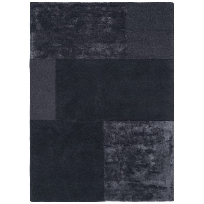Tate Tonal Textures Geometric Wool Rugs in Charcoal Grey