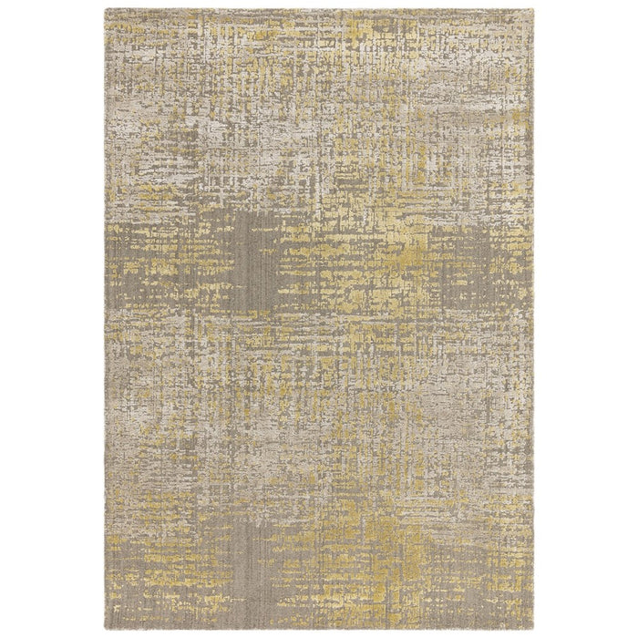 Torino Abstract Distressed Textured Wool Rugs in Gold Yellow