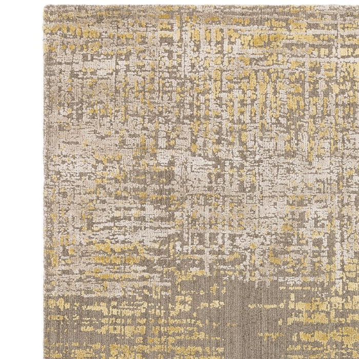 Torino Abstract Distressed Textured Wool Rugs in Gold Yellow