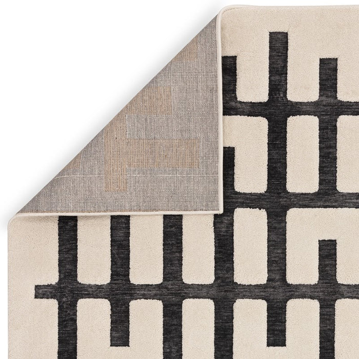 Valley Junction Geometric 3D Rug in Charcoal Grey Ivory