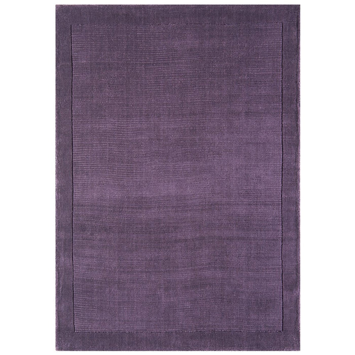 York Plain Wool Ribbed Border Rugs in Purple